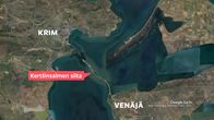 Satelliittikuva Kertšinsalmen sillan sijainnista.