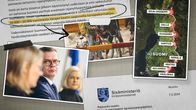Kuvakollaasi sisäministeriön muistiosta, rajanylityspaikoista, turvapaikanhakijoista sekä Petteri Orposta tiedotustilaisuudessa.