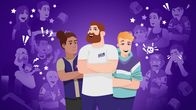 Toisen saappaissa pelin kolme päähenkilöä keskiössä. Taustalla pelin muita hahmoja.
