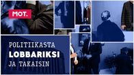 Kuvakollaasi ministereistä ja erityisavustajista. Teksti: MOT: Politiikasta lobbariksi ja takaisin.