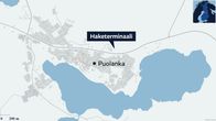 Puolangalle suunniteltu energiapuuterminaali kartalla.