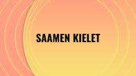 Saamen kieltein ainesivut. Musta fontti keltaisella taustalla.