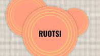 Ruotsin kielen ainesivu. Musta fontti korallinvärisellä taustalla.