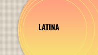 Latinan kielen ainesivu. Musta fontti oranssilla taustalla.