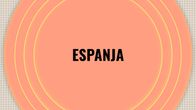 Espanjan kielen ainesivu. Musta fontti korallinvärisellä taustalla.