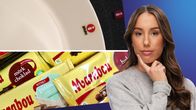 Isabella Biorac Haaja och en bild uppdelad i två där Iittalas tallrikar är högst upp och Marabou lägre ner