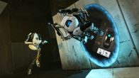 Två androider från det klassiska spelet Portal 2.