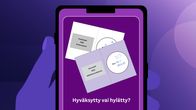 piirros kännykän näytöstä, jossa näkyy kaksi vaalilippua. Teksti: Hyväksytty vai hylätty?
