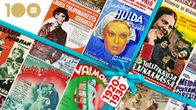 Teeman 100 elokuvaa -kampanjan kuva 1920-1930-luvun elokuvista, elokuvajulisteita.