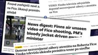 Nettisivujen otsikoita, joissa kommentoidaan Ylen Ulkolinjan kuvaamaa materiaalia Slovakian pääministerin salamurhayrityksestä.