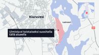 Kartta, jossa näytetään saastunut alue keskustan tuntumasta. 