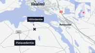 Kartta Iisalmesta Pielavedelle vievästä Pielavedentiestä.