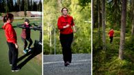 Kolme kuvaa rinnakkain, joissa naiset juoksevat ja ovat ulkokuntosalilla.
