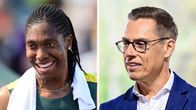 Kuvakollaasi eteläafrikkalaisesta juoksija Caster Semenyasta ja presidentti Alexander Stubbista.
