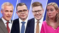 Kuvakombo A-studion vieraista Anders Adlercreutzista, Petteri Orposta, Antti Lindtmanista ja Sofia Virrasta.