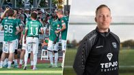 Bildkollage med EIF-spelare och tränaren Mikko Lignell.