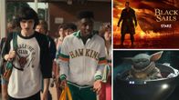 Kollaasissa kuvat Stranger things, Black sails ja Mandalorian sarkoista.