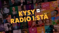 Kysy Radio 1:stä -teksti. Taustalla Radio 1:n ohjelmien kuvia.