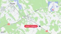Kartta, jolle on merkitty Tuulos, valtatiet 10 ja 12, onnettomuuspaikka ja Padasjoentie.