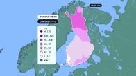 Lumensyvyys torstaina klo 8 kartalla.