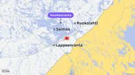 Kartassa merkattu Ruokolahden Huuhanranta. 