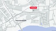 Kartalla näkyy Kuusankoskella sijainti, jossa on tapahtunut tulipalo.