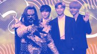 Lordi ja osa BTS-yhteen jäsenistä syvättynä Musavisan grafiikkaan.