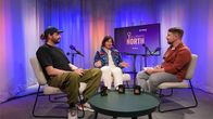 Photo shows Pieter den Heten, Megha Goswami and Yle News journalist Ronan Browne in the All Points North studio.