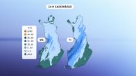 Sademäärät maanantaille ja tiistaille 11.5. - 12.5.2026.