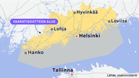 Uudenmaan alue kartalla.