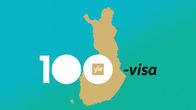 Yle 100 -logo ja taustalla Suomen kartta.