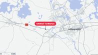Karttakuva Kouvolan alueesta, jossa on punaisella merkitty teksti “ONNETTOMUUS” valtatie 12:n kohdalla.