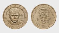 Kolikon etu- ja takapuoli. Toisessa Donald Trumpin kasvot, Liberty ja 1776-2026. Toisessa United States America, one dollar, kotka ja 250.
