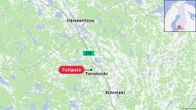 Kartta, jolle on merkitty Hämeenlinna, Tervakoski, Riihimäki ja tulipalo sekä valtatei E12.