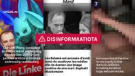 Kuvakollaasi jossa disinformaatiota sisältävää materiaalia joka löytyy internetistä liittyen Saksan ja Ranskan vaaleihin.
