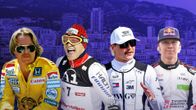 Kuvakollaasissa Monacon maiseman edessä Keke Rosberg, Kalle Palander, Valtteri Bottas ja Kalle Rovanperä.