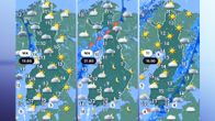 Weather maps for Monday and Tuesday.