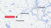 Liikenneonnettomuus, kartta, jossa Huittinen, Sastamala ja Tampere.
