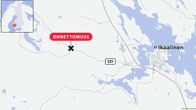 Kartta onnettomuuspaikasta Ikaalisissa.