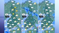 Weather forecast maps for Friday, Saturday and Sunday.