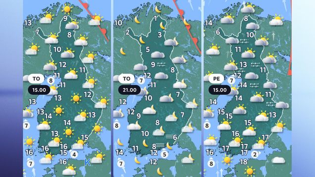 Sääkartat 1.10. - 2.10.2026.