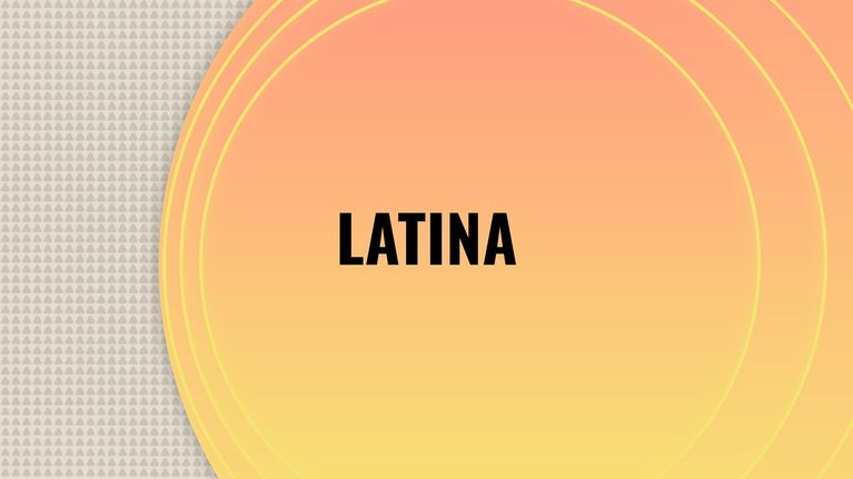 Latinan kielen ainesivu. Musta fontti oranssilla taustalla.