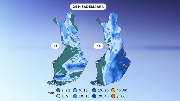 Lähipäivien sateet.