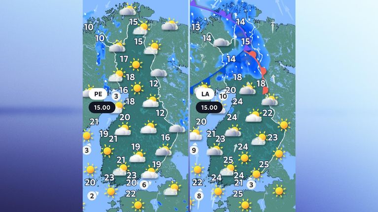 Juhannuksen sääkartat.