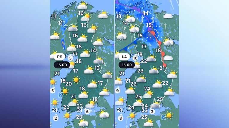 Juhannuksen sääkartat.