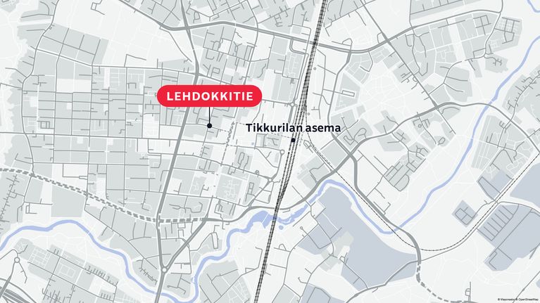 Map showing Lehdokkitie near Tikkurila train station.