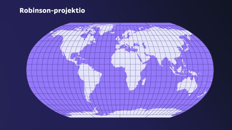 Robinson-projektio maailmankartasta.
