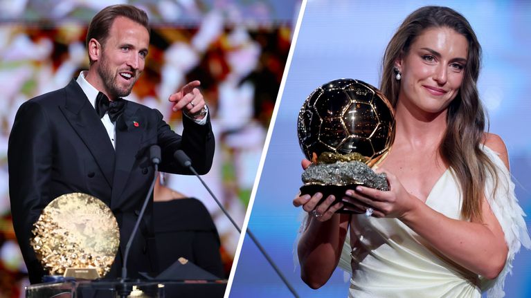 Jalkapalloilijat Harry Kane ja Alexia Putellas kuvakombinaatiossa.