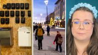 Usean kuvan kollaasi. Avainlukkoja kiinnitettynä seinään. Aikuinen ja lapsi kävelevät Rovaniemen talvisella kadulla. 