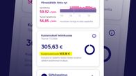 Kuvankäsitelty kuva sähkölaskun kustannusennusteesta helmikuulle 2026.